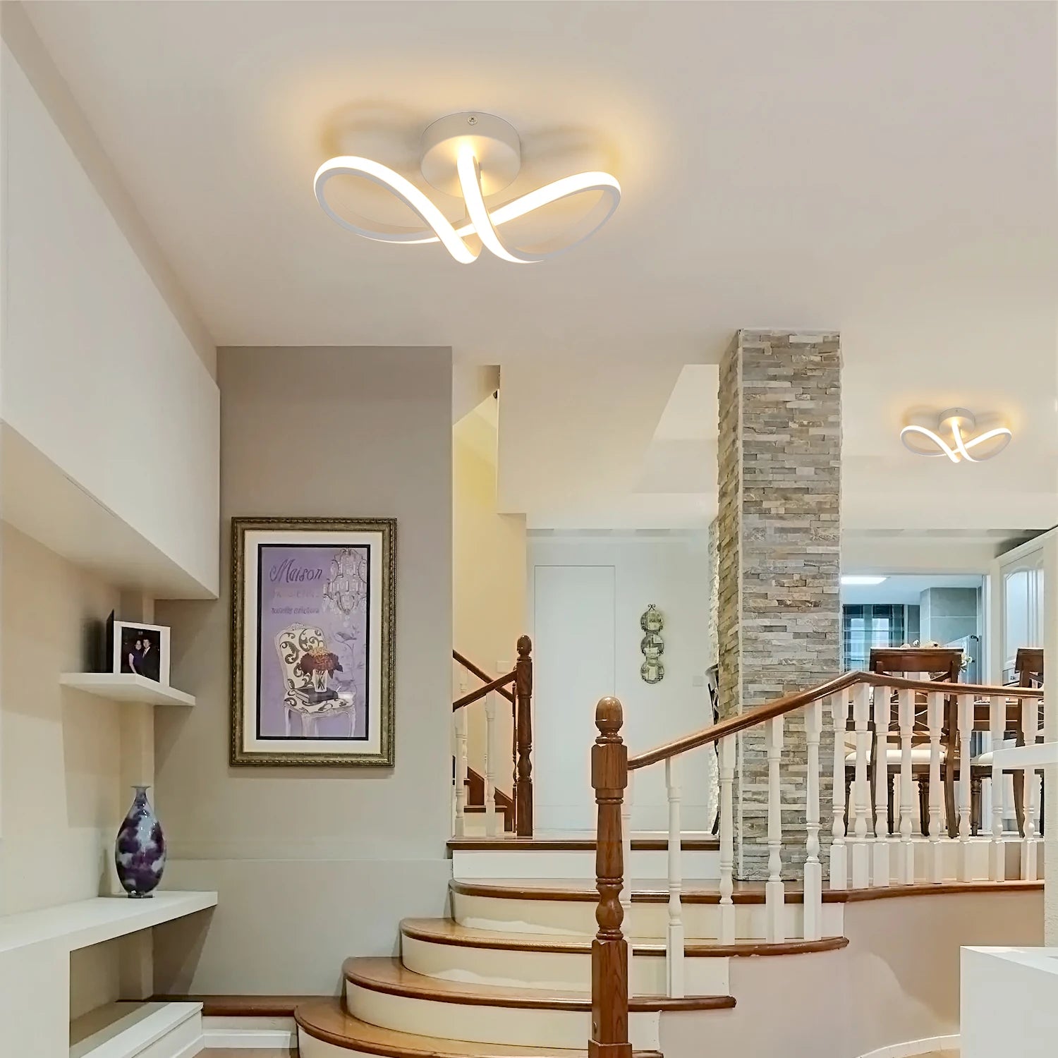 Modern LED Ceiling Lights, Curved Ceiling Lamp 20W 1800LM Warm White 3000K for Living Room,Dining Room
