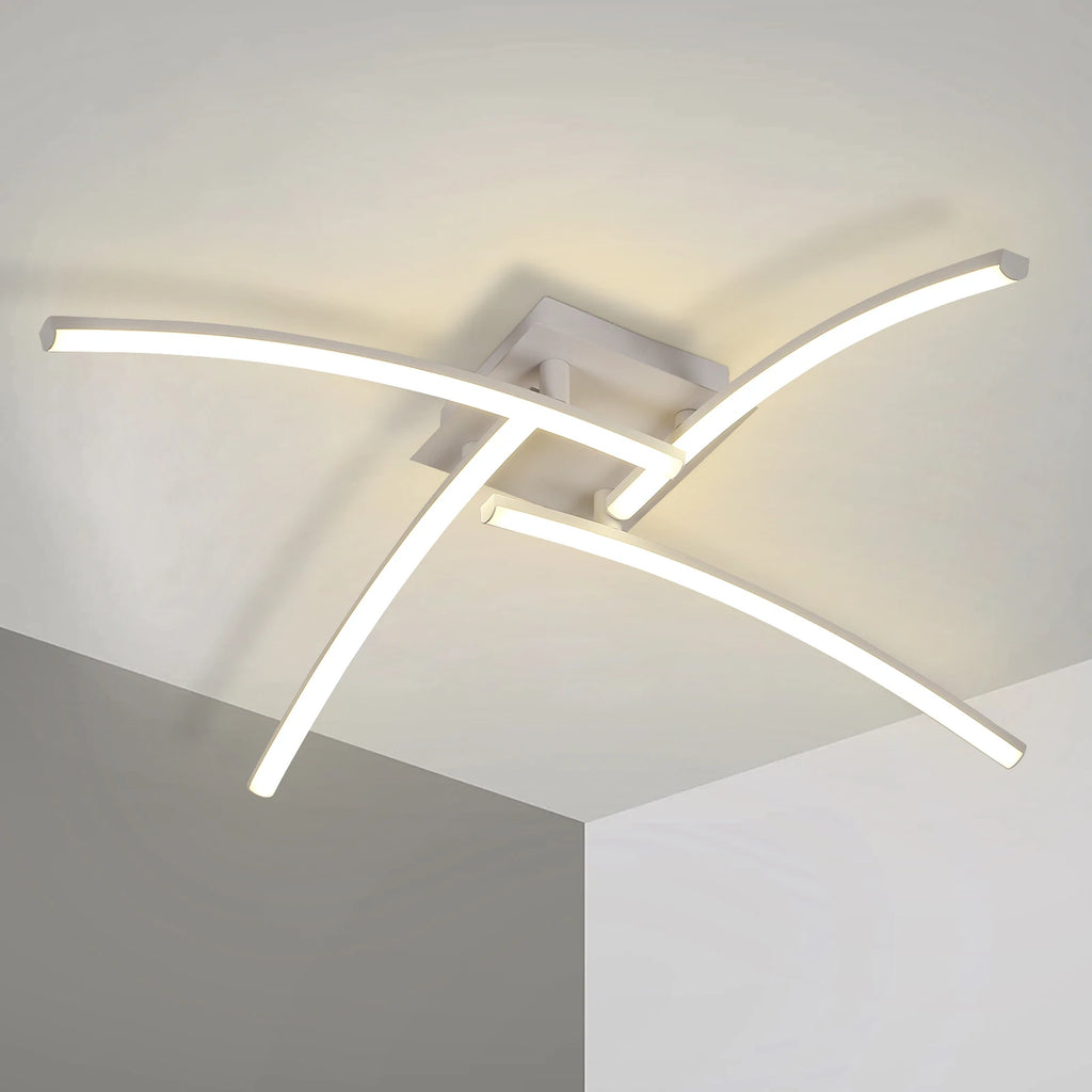 LED Ceiling Lights,Modern Curved Ceiling Lights,4 Built-in LED,24W Elegant Ceiling Fixture for Bedrooms,Neutral Light 4000K