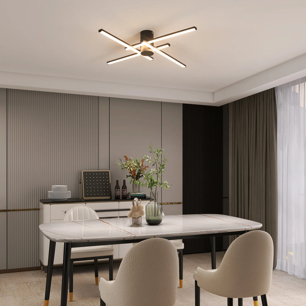 4 Built-in LED Boards Ceiling Light, 24W Black Elegant Design Ceiling lamp,3000K Warm  Light Fixture For Bedroom,Hallway