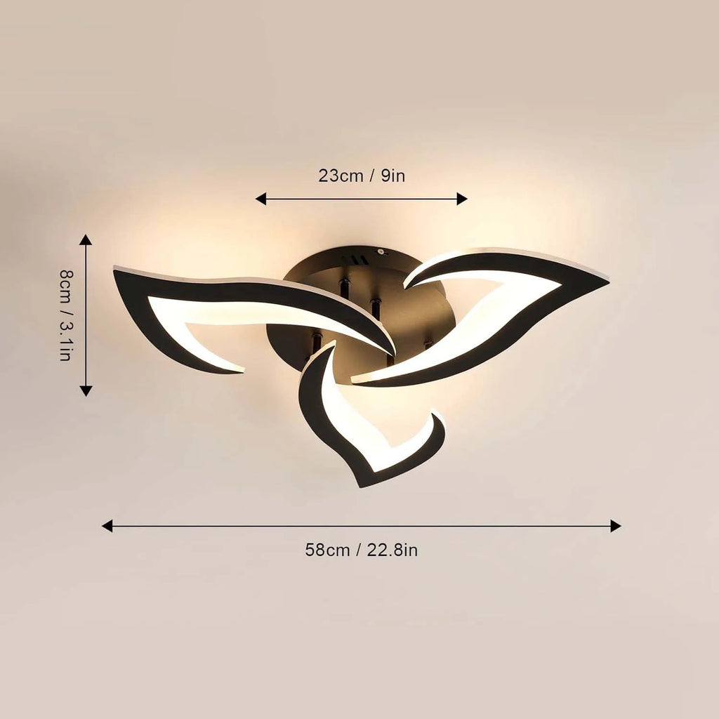 Modern Ceiling Light,35W Dimmable 3000K-6500K Ceiling Lamp Remote Control,3-Lights Flower LED Ceiling Light Fixture for Dining Room Bedroom Dinning Room