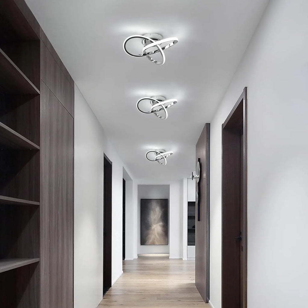 Modern Ceiling Light,6500K Cool White Led Ceiling Light Fixture,Curved Design Ceiling Lamp for Hallway Entryway