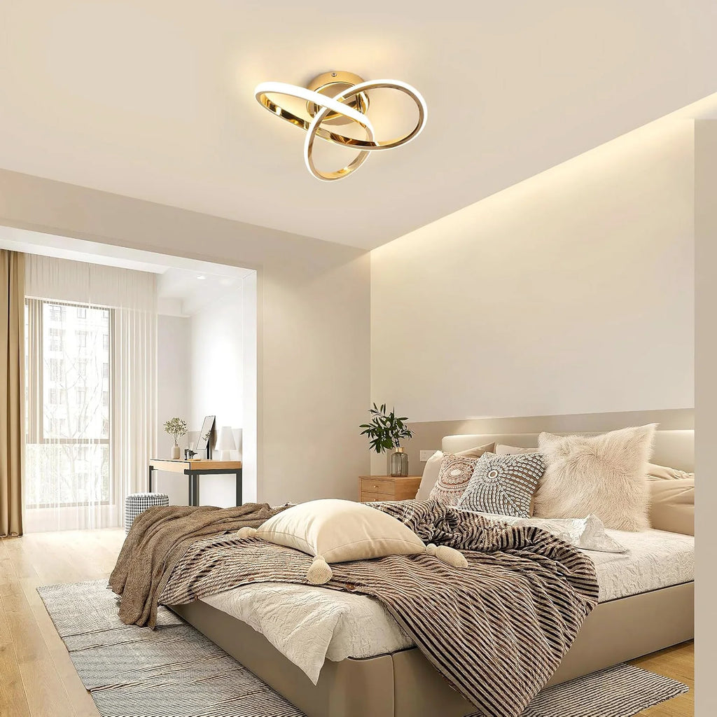 30W Flower Shape LED Ceiling Lights,Gold Modern LED Ceiling Lamp For Living Room,Bedroom,Office,Natural Light 4500K