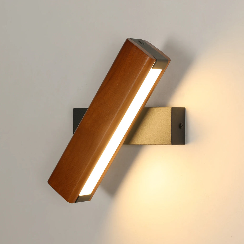 360° Rotatable Wall Light,Modern LED Wall Lamp  Bedside Lamp,Indoor Wooden Wall Sconce for Bedroom Living Room Hallway, 3000K Warm White Light