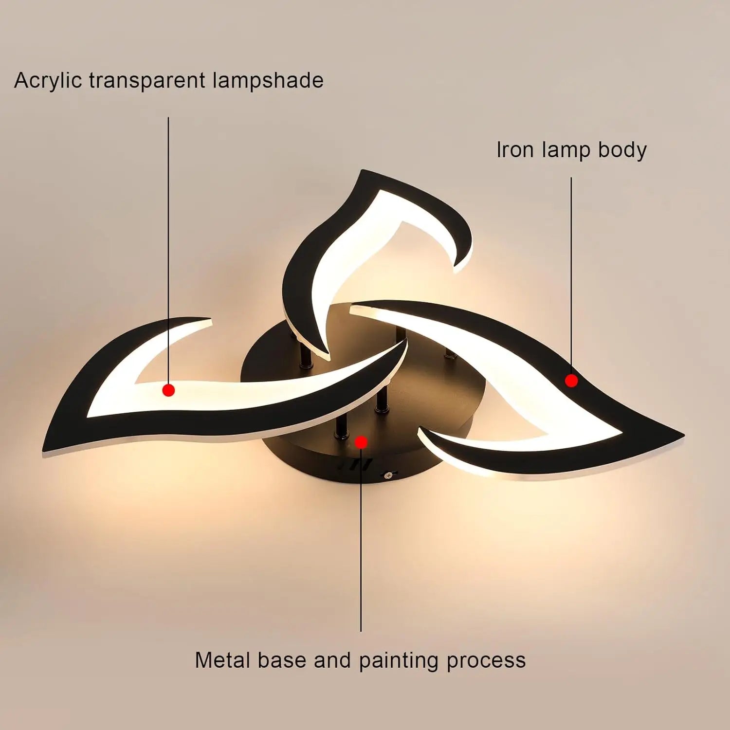 Modern  Flower Shape LED Ceiling Light,36W 4000LM LED Ceiling Lamp,Warm Light 3000K Acrylic Ceiling Light for Bedroom
