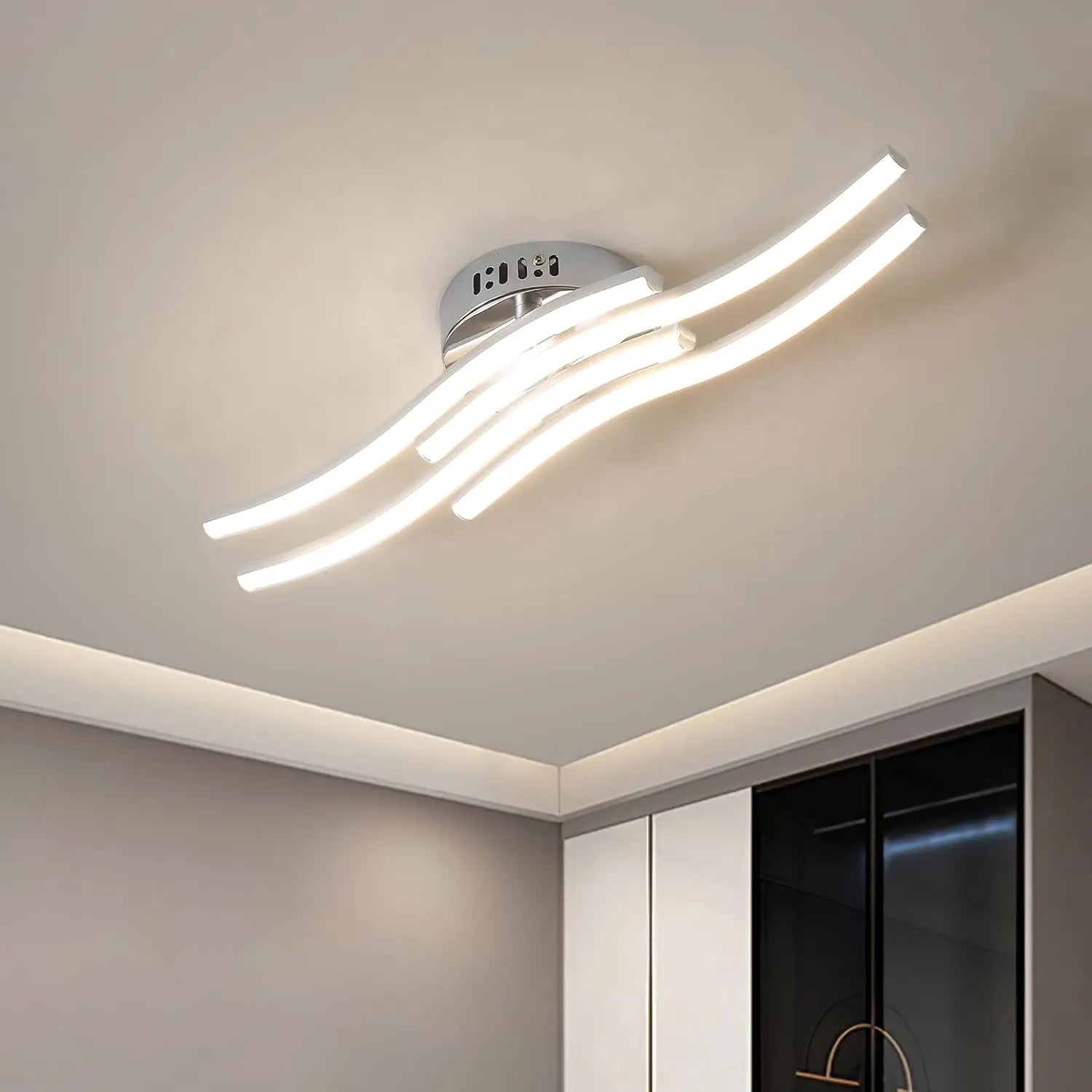 LED Ceiling Light,4 Built-in Wave Led Boards Design Ceiling Lamps,24W 2160LM Ceiling Lighting for Office,4500K Neutral Light