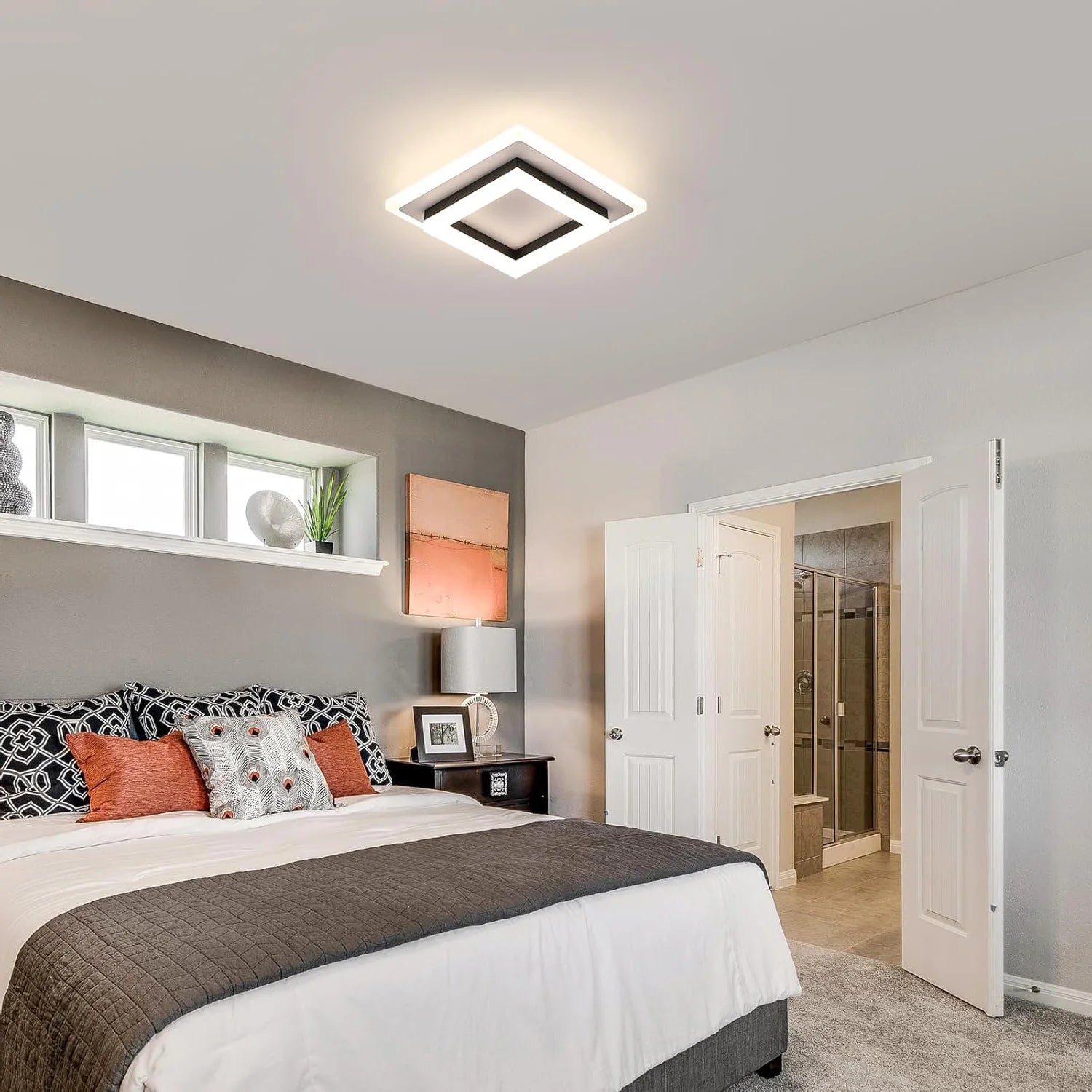 LED Ceiling Light,Square 24W 2700LM,Modern Indoor Ceiling Light for Hallway,Bedroom,Bathroom,Kitchen, Living Room,,Dia 20 cm-Non Dimmable
