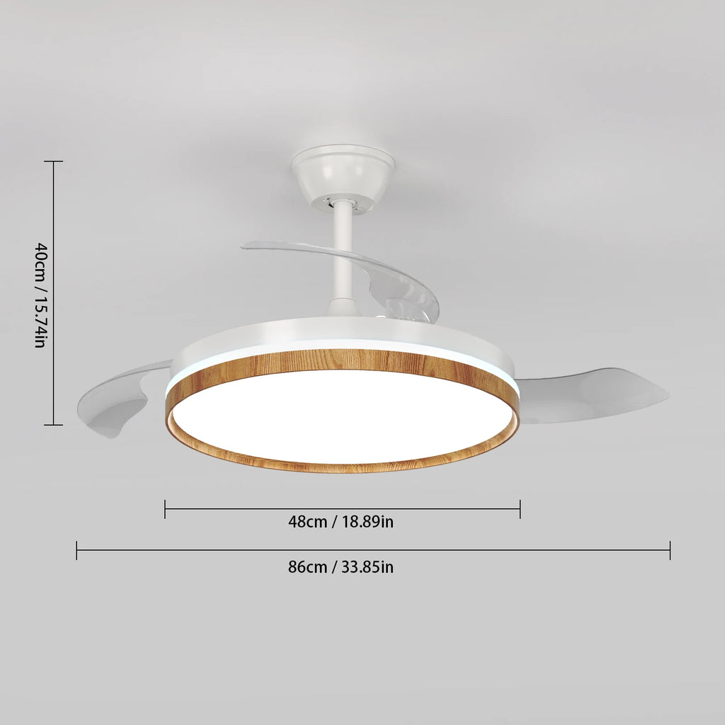 Dimmable Ceiling Fans Light,36W Ultra-Thin Fan Light With Remote Control 3000K/4500K/65000K,6 Speeds For Living Room