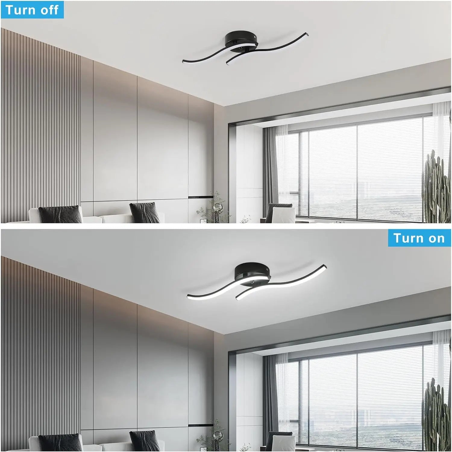 LED Ceiling Light,Modern 12W LED Ceiling Lamp Two parallel lines Indoor Acrylic Ceiling Lighting,6500K Cold White Light for Bedroom,Living Room