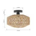 Rattan Ceiling Light Lighting,Hand Woven Ceiling Lamp Flush Mount Ceiling Lights Vintage Lighting Fixtures（Bulb not included）