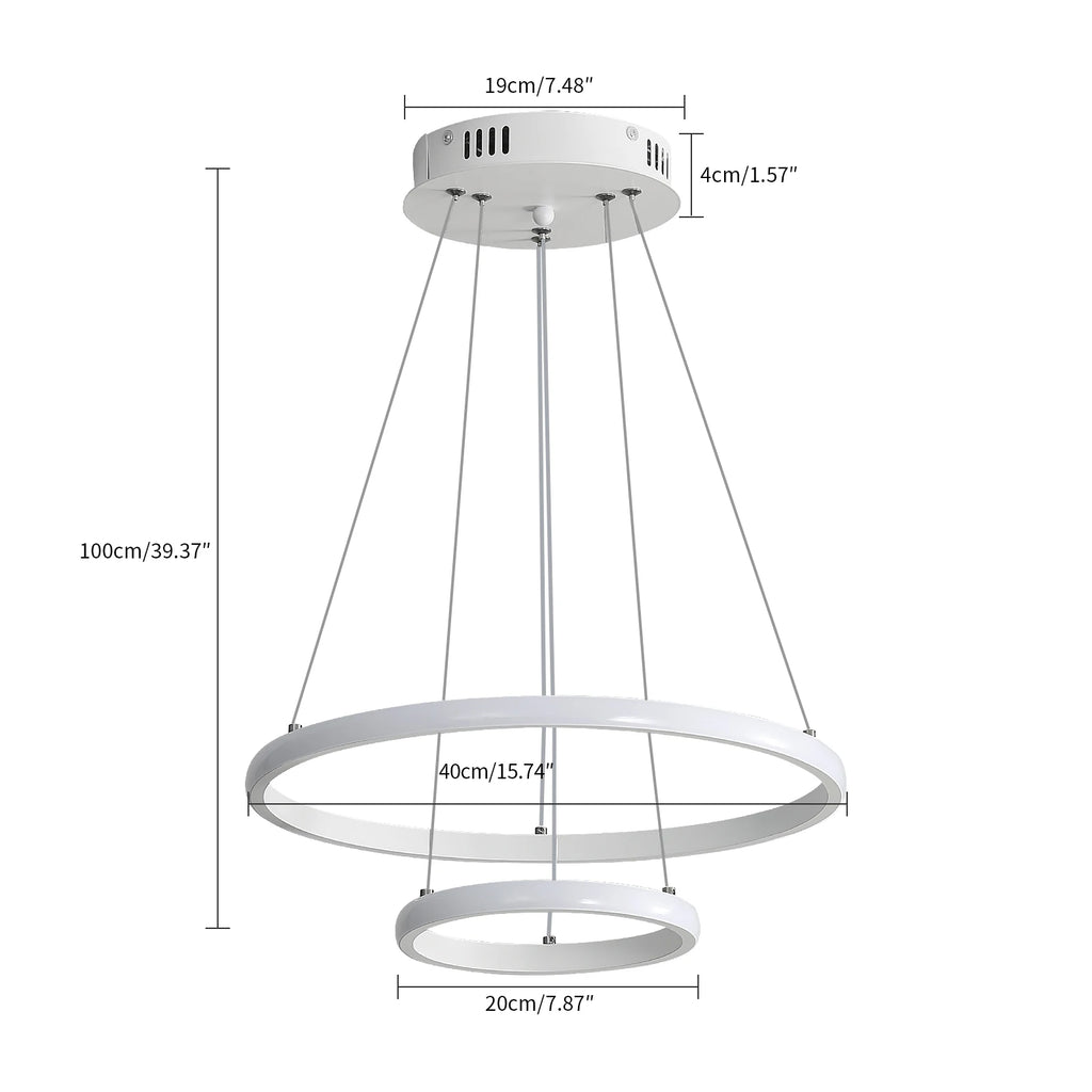 LED Pendant Lamp, Modern Two Circulars LED Chandelier Hanging Lamp For Living Room Bedroom Indoor Lighting