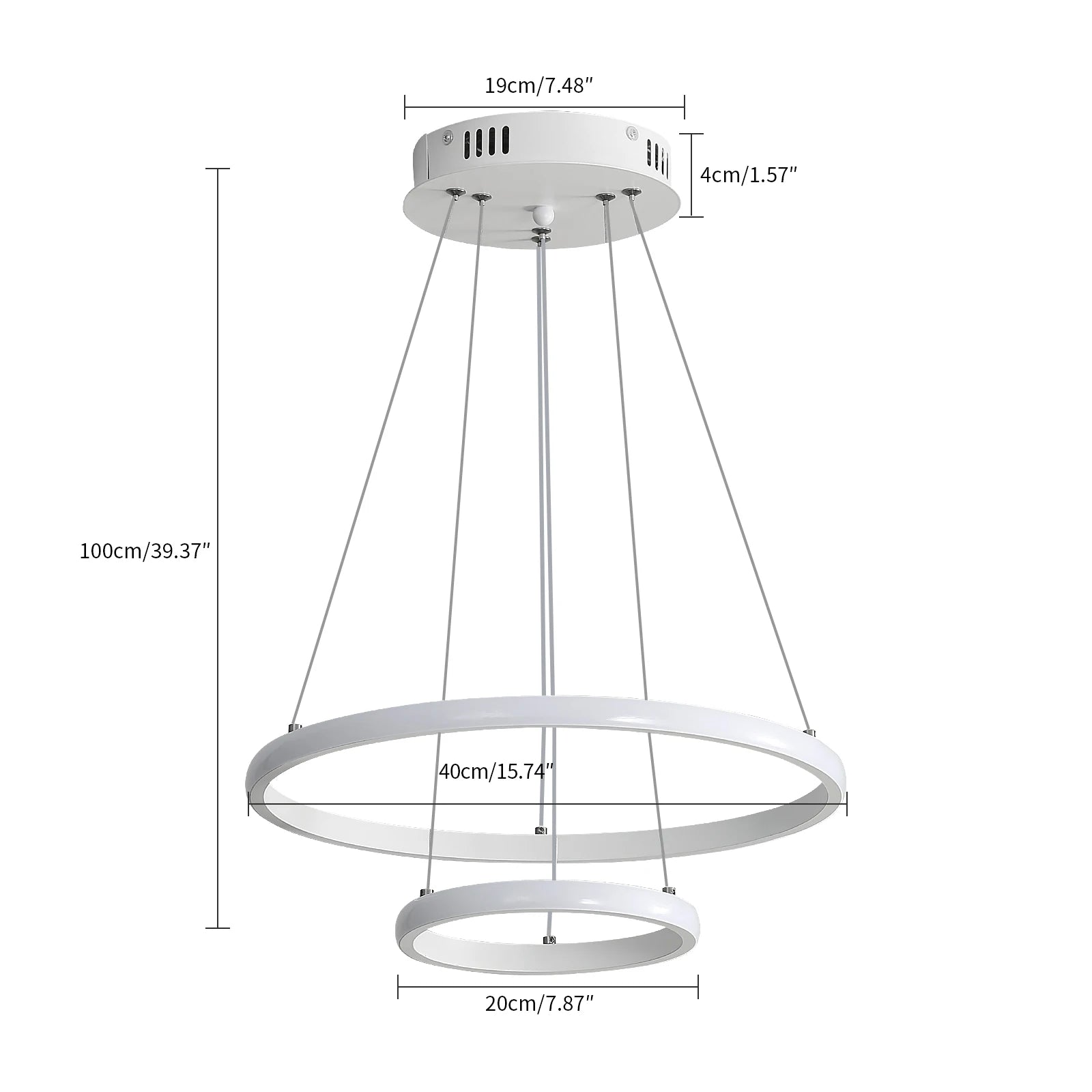 LED Pendant Lamp, Modern Two Circulars LED Chandelier Hanging Lamp For Living Room Bedroom Indoor Lighting