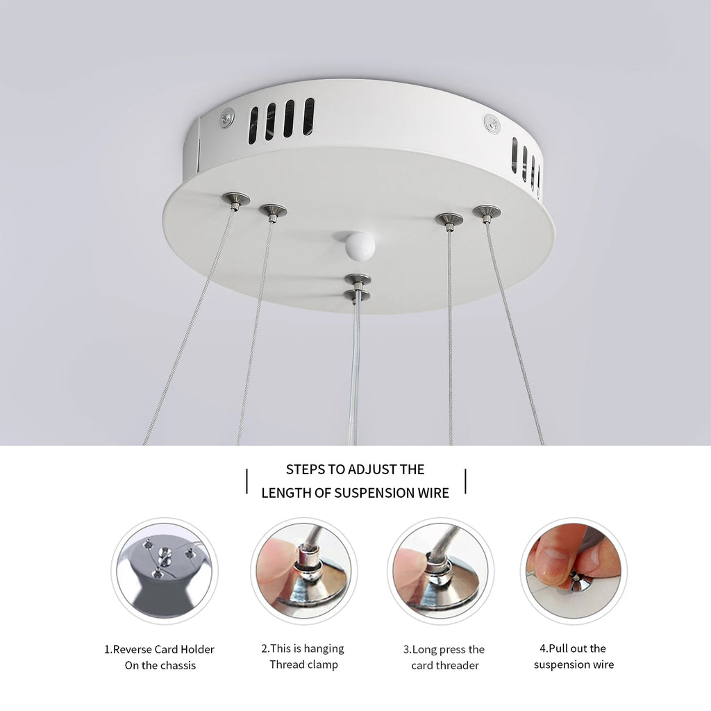 LED Pendant Lamp, Modern Two Circulars LED Chandelier Hanging Lamp For Living Room Bedroom Indoor Lighting