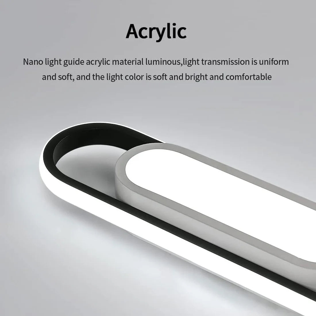 Modern LED Ceiling Light, 24W Non-dimmable Pure White Light Black White Long Oval Surface Mount Lamp for Hallway Bedroom,Cold White Light 6500K