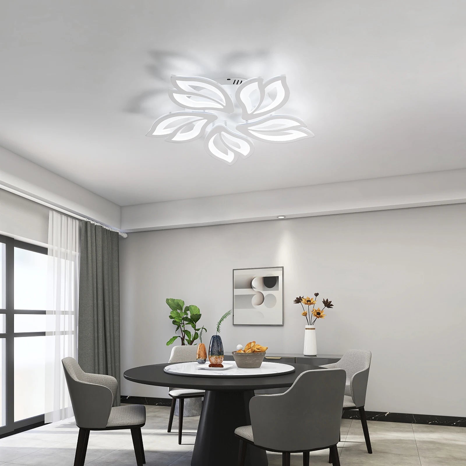 Modern Flower LED Ceiling Light, Non-dimmable Indoor Ceiling Lamp for Bedroom Living Room,Cold White Light 6500K