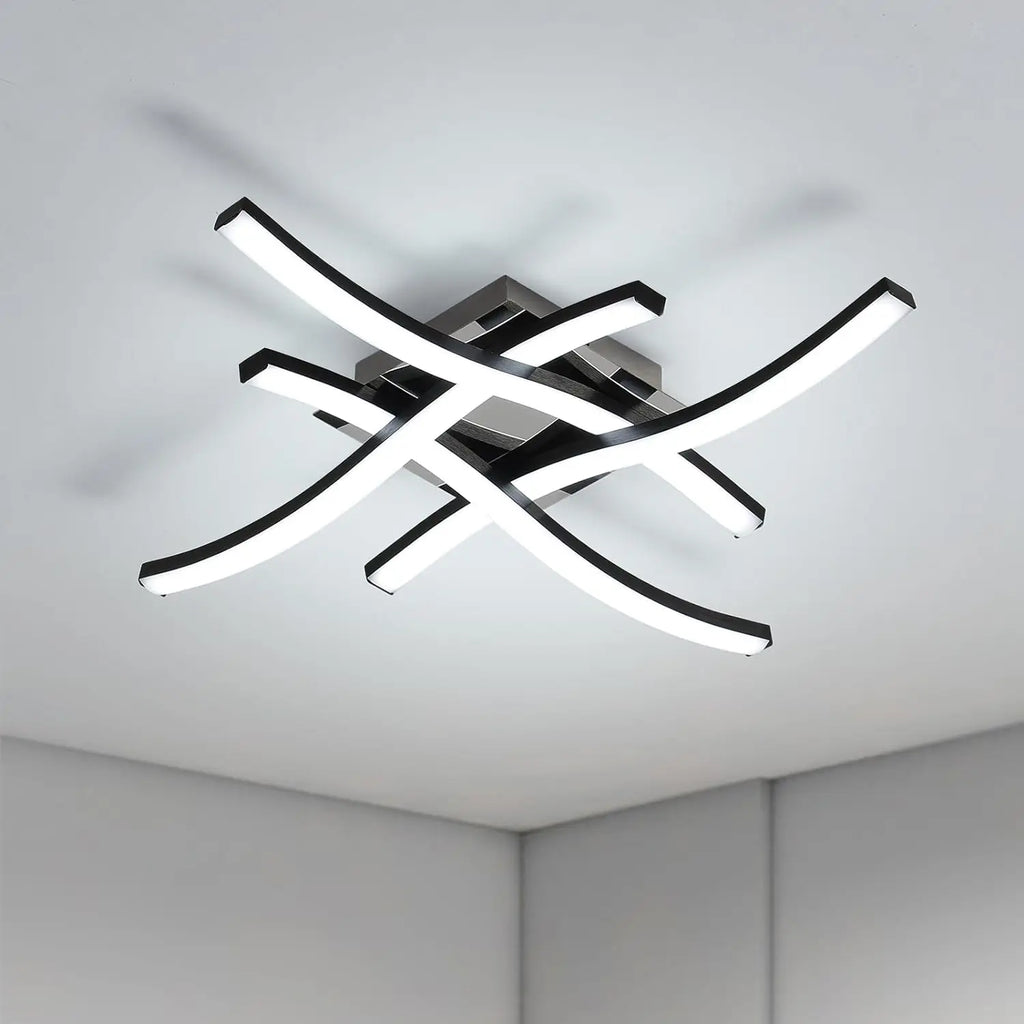 Modern LED Ceiling Light,4 Built-in LED Boards 6500K Cool White Ceiling Lamp,Curved Design Flush Ceiling Light Fixture
