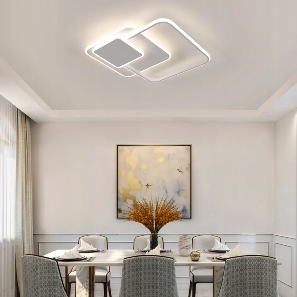 Irregular square LED Ceiling Light, Dimmable 48W 5400LM Ceiling Lamp with Remote Control,Dimmable 3000K-6500K for Living Room
