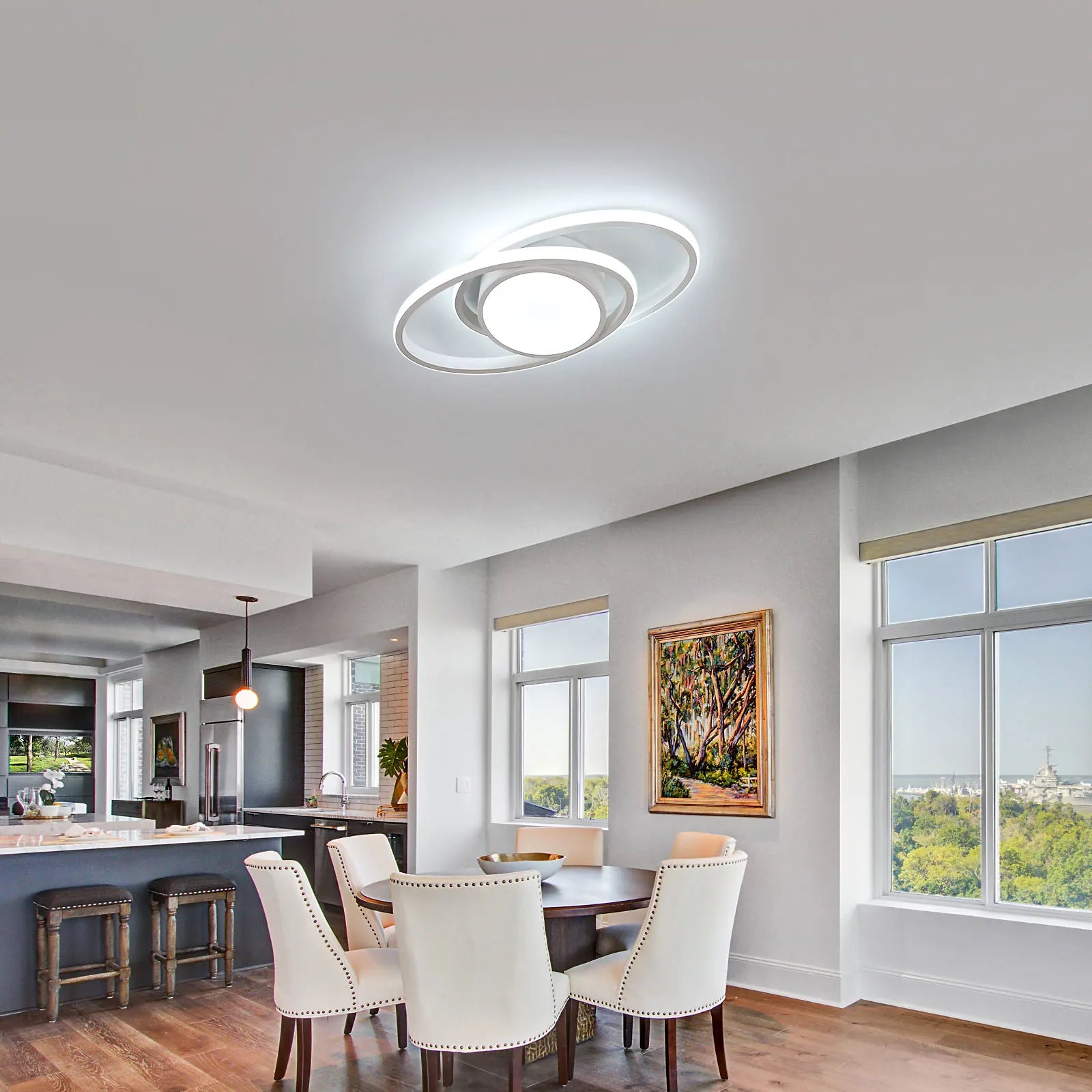 LED Ceiling Light,39W 4385LM Lighting Fixture,Round Modern Design Ceiling Lamp for Living Room Bedroom Corridor Balcony, Dia 39cm, Warm Light 3000K/White Light 6500K