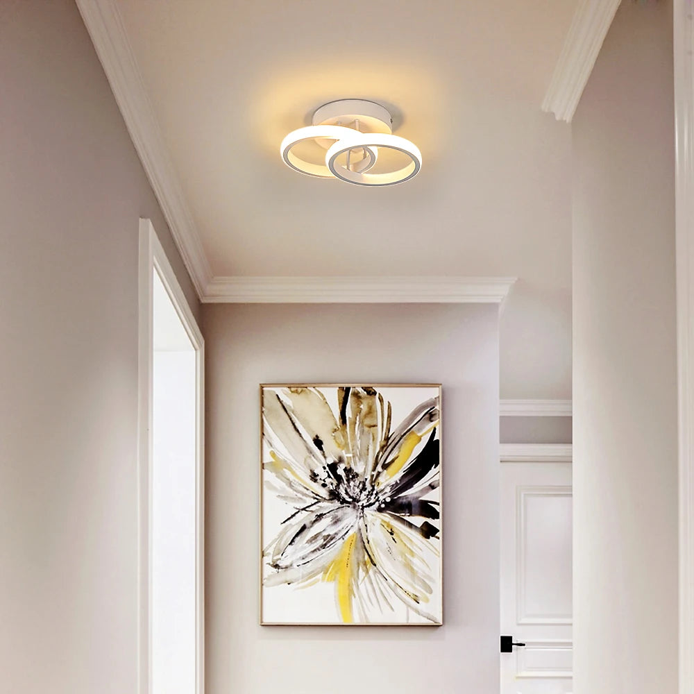 LED Ceiling Light, 2 Rings 22W Chandelier Modern Creative Design Ceiling Lamp for Corridor, Office, Bedroom